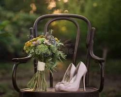 Romantic bouquet on chair