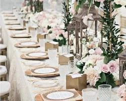 Blush and champagne wedding tablescape