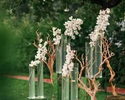 Orchid-heavy wedding installation