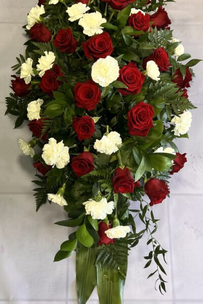 Rose and carnation coffin spray